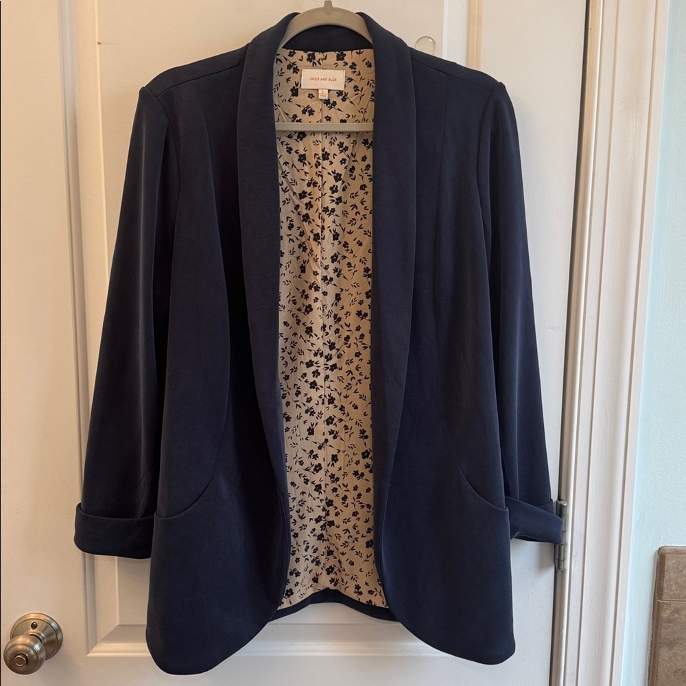 SKIES ARE BLUE. Soft Tunic Blazer. Navy. Size Large.